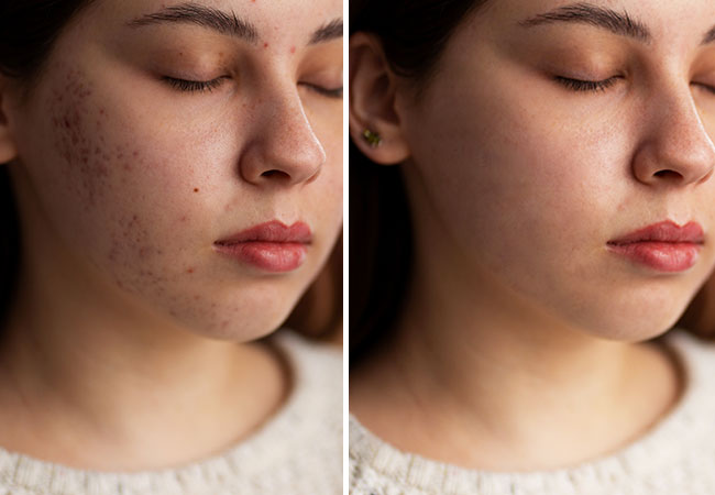 Acne Scars before & after
